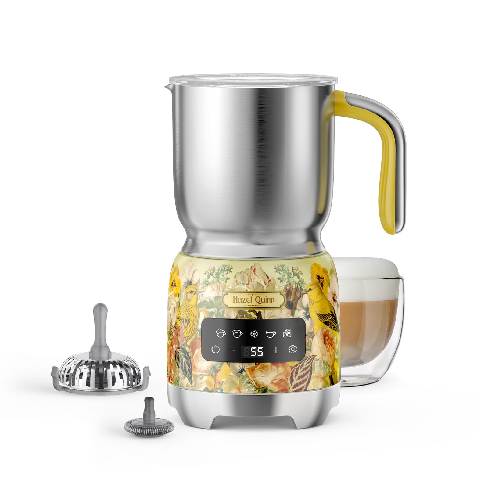 Photo 1 of ***missing attachments** Hazel Quinn Milk Frother - Hot and Cold Detachable Milk Frother with Adjustable Temperature & Foam Thickness, Dishwasher Safe, for Latte/Cappuccino/Hot Chocolate, 400ML (13.5oz) - Floral Printed