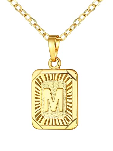 U7 Gold Monogran Necklace A-Z 26 Letters Pendant Men Womens Fashion Jewelry  18K Gold Plated Square Pendants Capital Initial M Necklaces in Oman