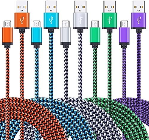 Android Charger Cable, 5 Pack 6FT Super Durable Nylon Braided Micro USB Cable High Speed Charging and Sync Cord for Samsung Galaxy S7/S6, LG G4, HTC, Sony, Motorola, Blaceberry, Nokia and More