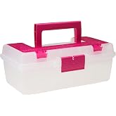 Creative Options 114-082 Molded Storage Craft Box with Lift-Out Tray, 13-inch , Pink