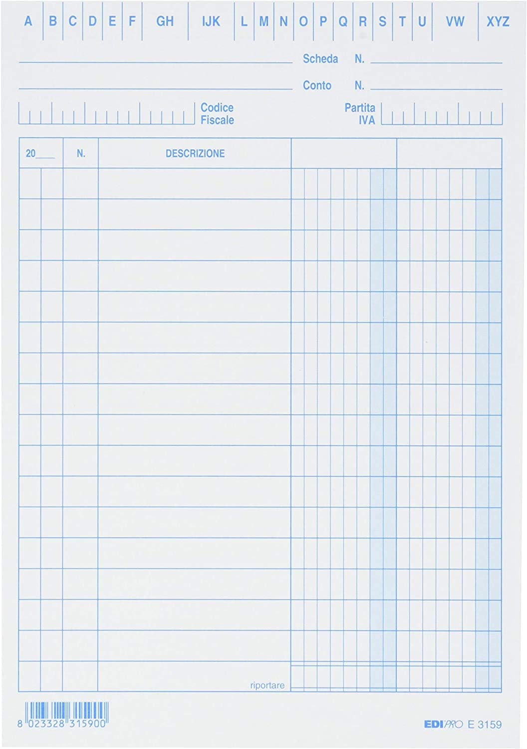 EDIPRO - E3159BL - 100 Cards with 2 Columns Blue f.to 17x12