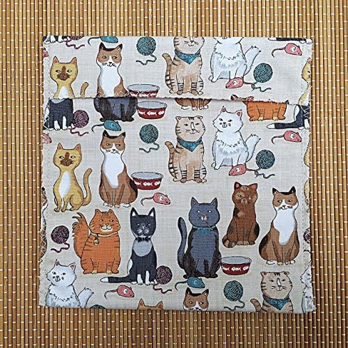 Kitty Cats Reusable Sandwich Snack Bag, Zero Waste Washable Eco-Friendly Pussy Feline