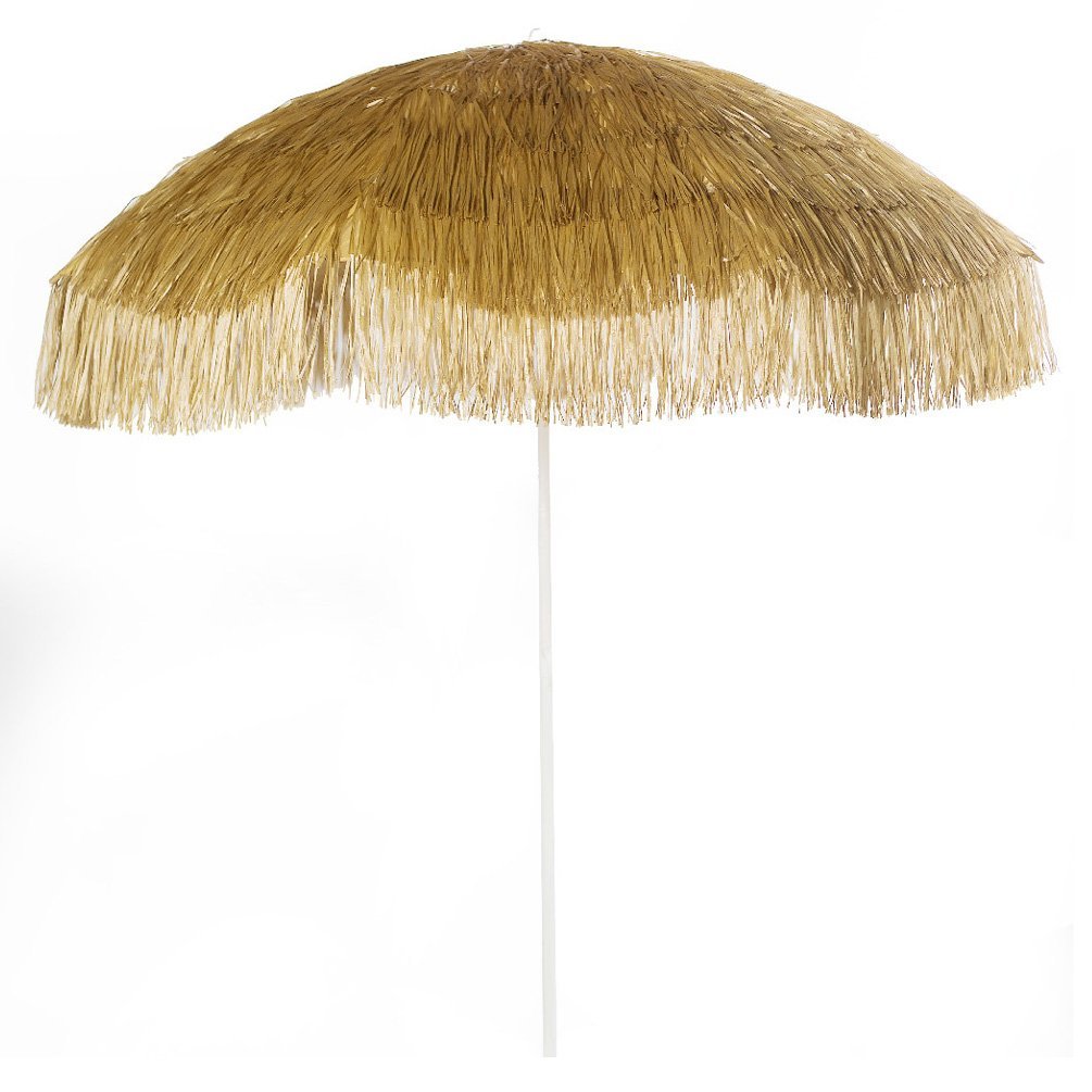 Bayside21 Tiki Umbrella 6 5 Thatch Patio Umbrella Tropical Palapa Raffia Tiki Hut Hawaiian Hula Beach Umbrella With Tilt 6 5ft Natural Umbrellas