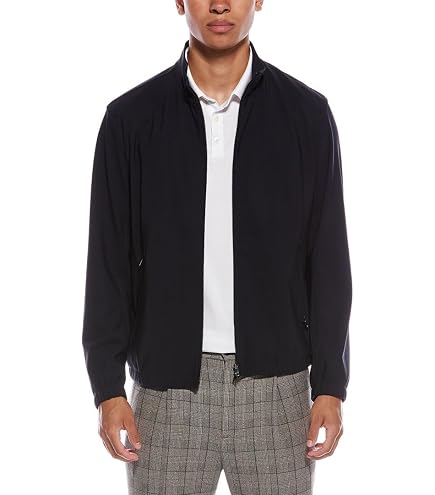 Theory Zip Blouson Jacket in Soft Lawn, Black, X-Small at Amazon