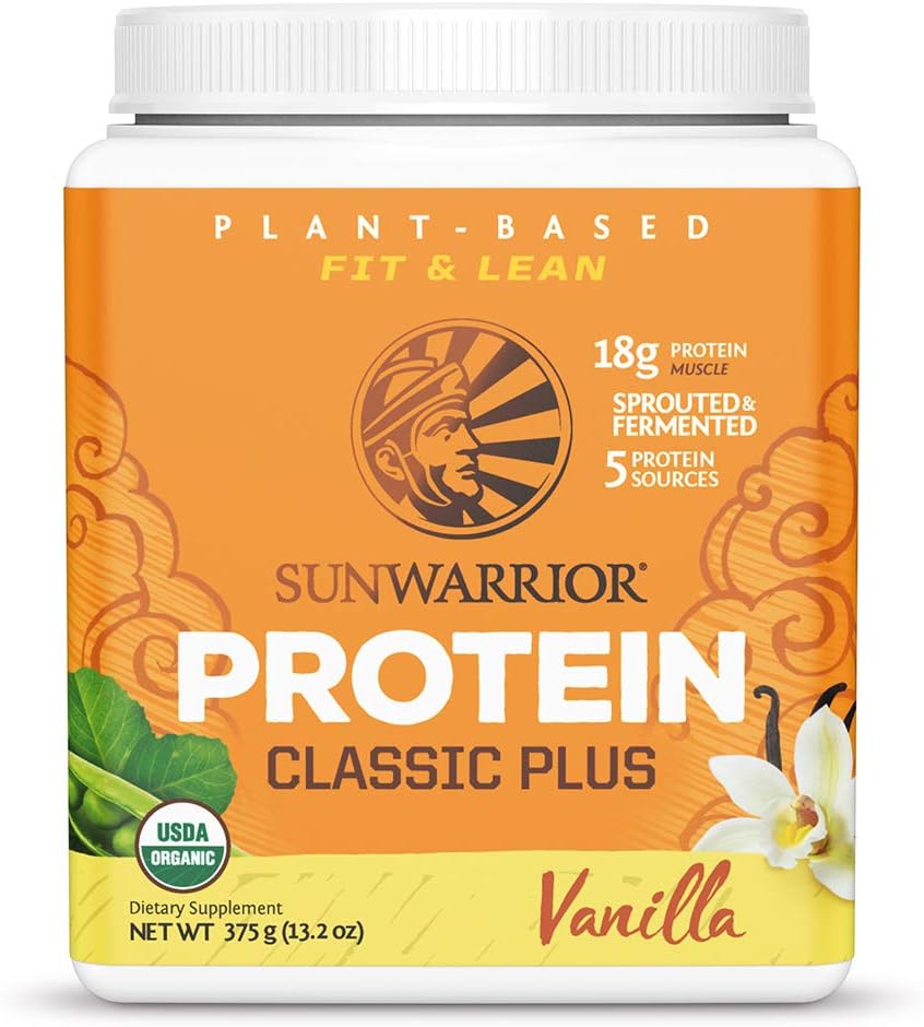Sunwarrior Classic Plus Organic Vegan Protein Powder with BCAAs and Pea Protein (Vanilla, 30 Servings): Health & Personal Care