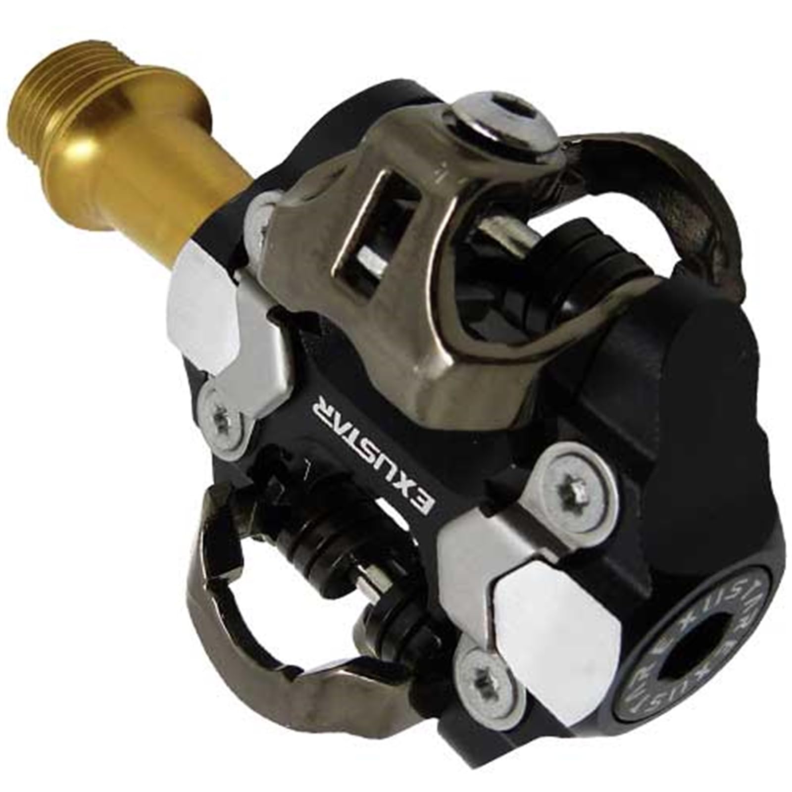 EXUSTAR MTB E-PM222 Pedal 82x61mm in Aluminium Black/Gold -