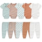 Kiddiezoom Newborn Baby Layette Set 10-Piece with Bodysuits and Pants Set for Unisex Baby Gift Sets