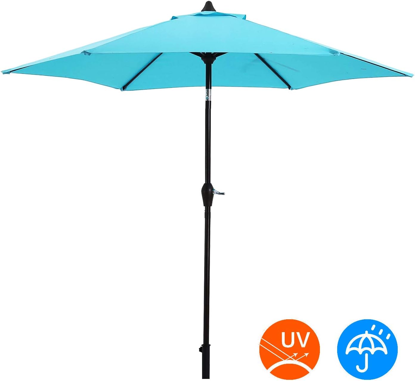Amazon Com Ai Lin 9 Ft Patio Umbrella Outdoor Table Umbrella With Crank 6 Ribs Sky Blue Garden Outdoor