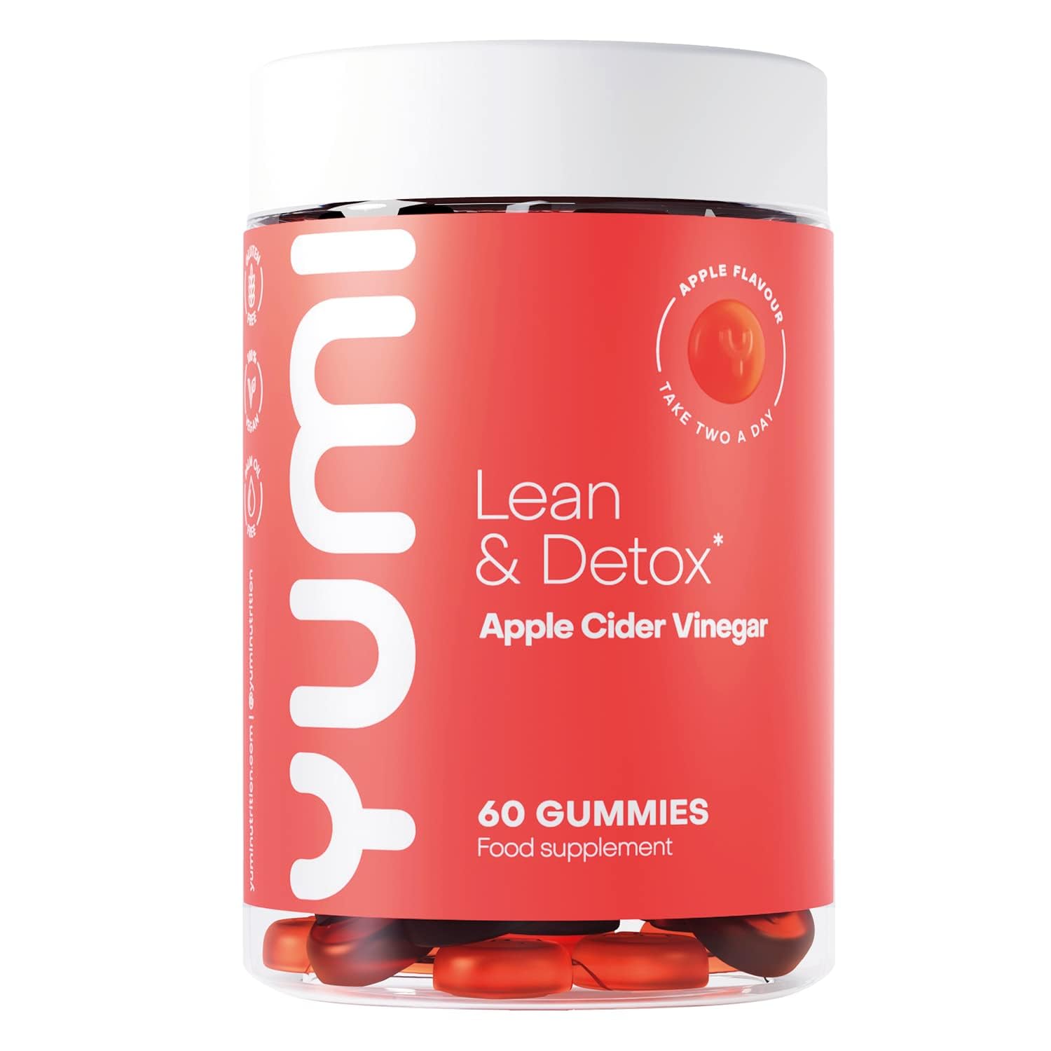 Apple Cider Vinegar Gummies with The Mother | Detox Cleanse Gummies with Vitamin B12 and Folic Acid | Vegan & Gluten Free | Apple Flavour