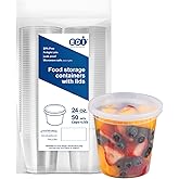 EDI [24 OZ, 50 Sets] Plastic Deli Food Storage Containers with Airtight Lids | Microwave-, Freezer-, Dishwasher-Safe | BPA Free | Heavy-Duty | Meal Prep | Leakproof | Recyclable