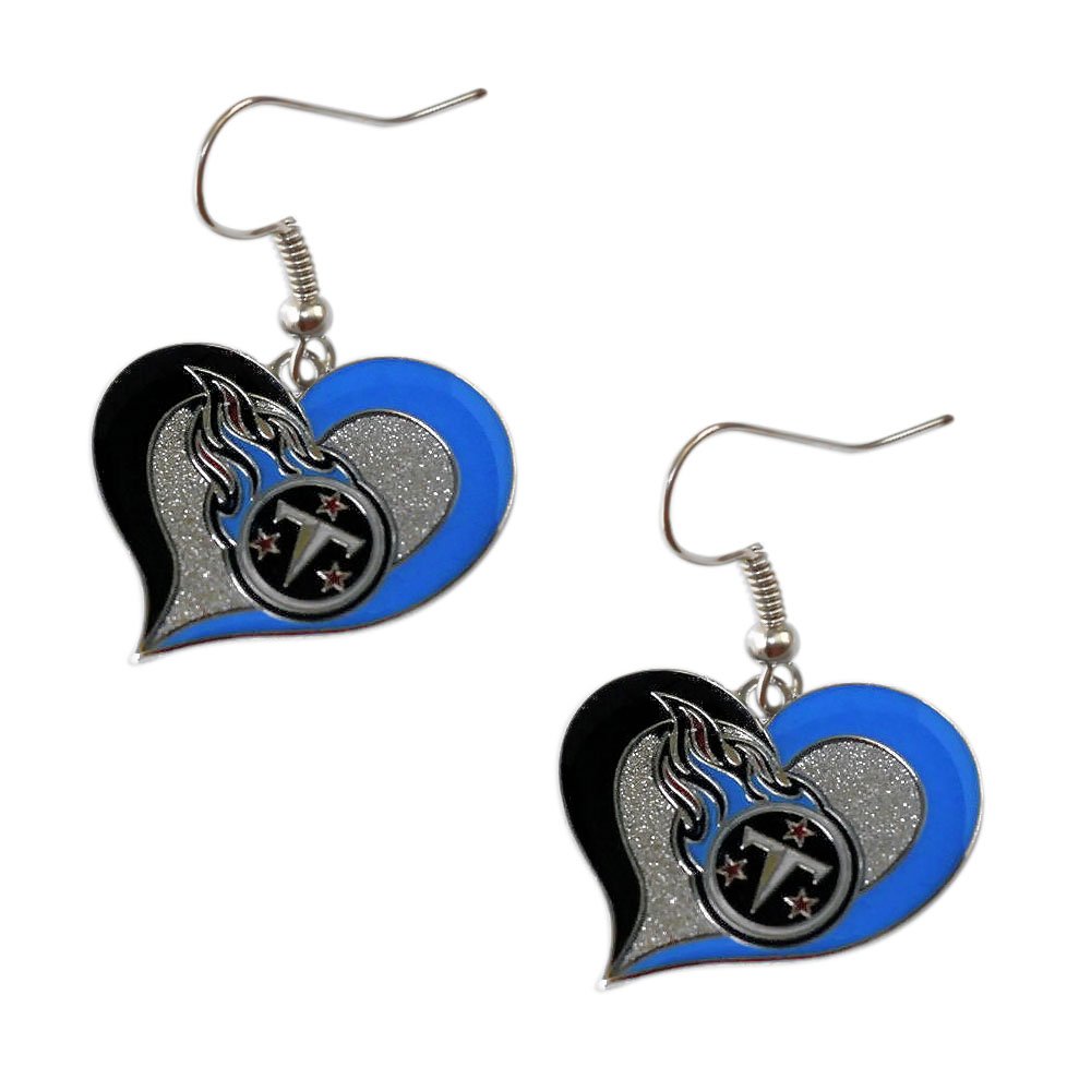 aminco NFL Womens NFL Sports Team Logo 3 4 Swirl Heart Dangle Earring Set