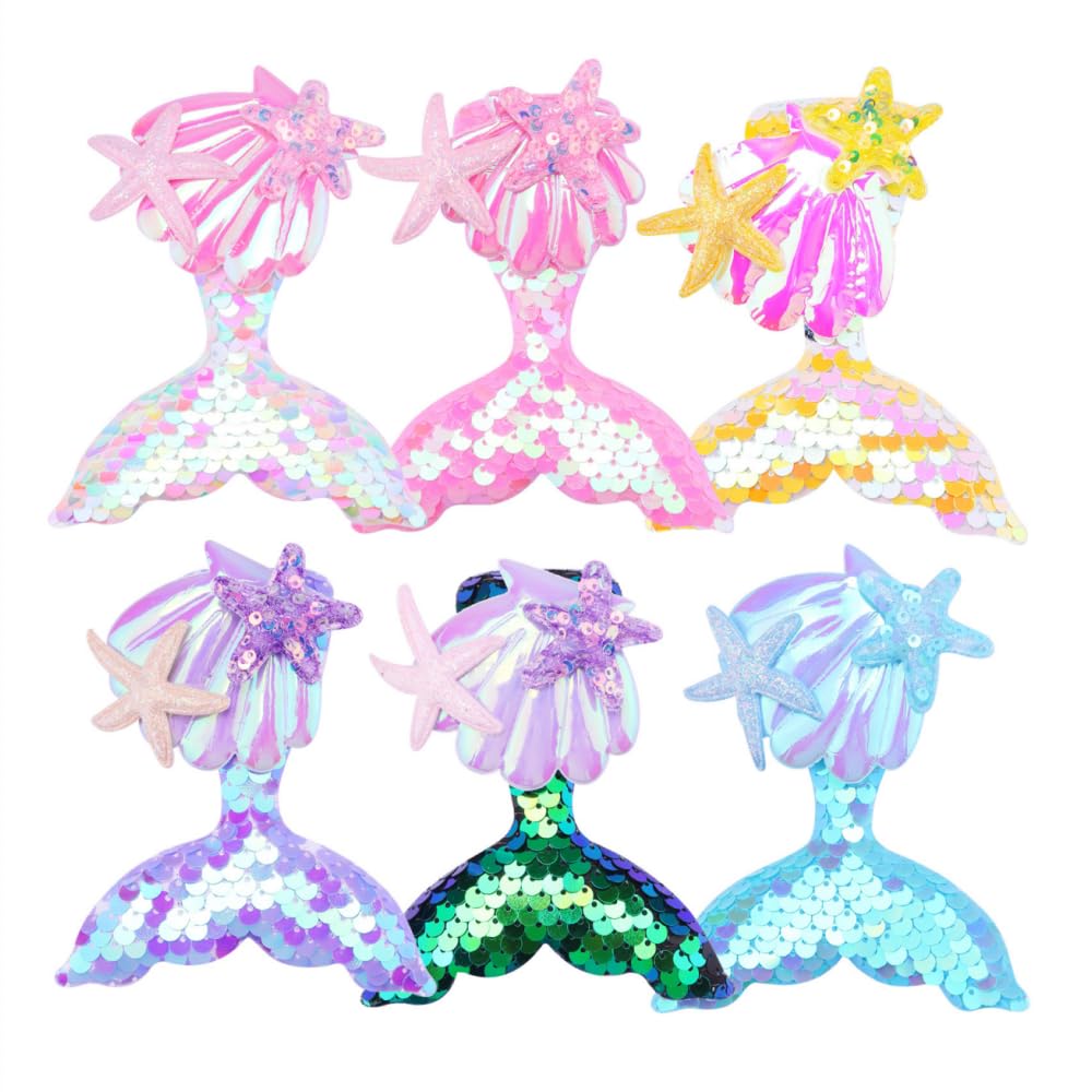 HawZeerLy 6PCS Shiny Mermaid Clips Mermaid Tail Hair Clips Kid's Glitter Bangs Clip Hair Accessories Cute BB Barrettes Hair Accessories for Girls Toddlers Kids Children