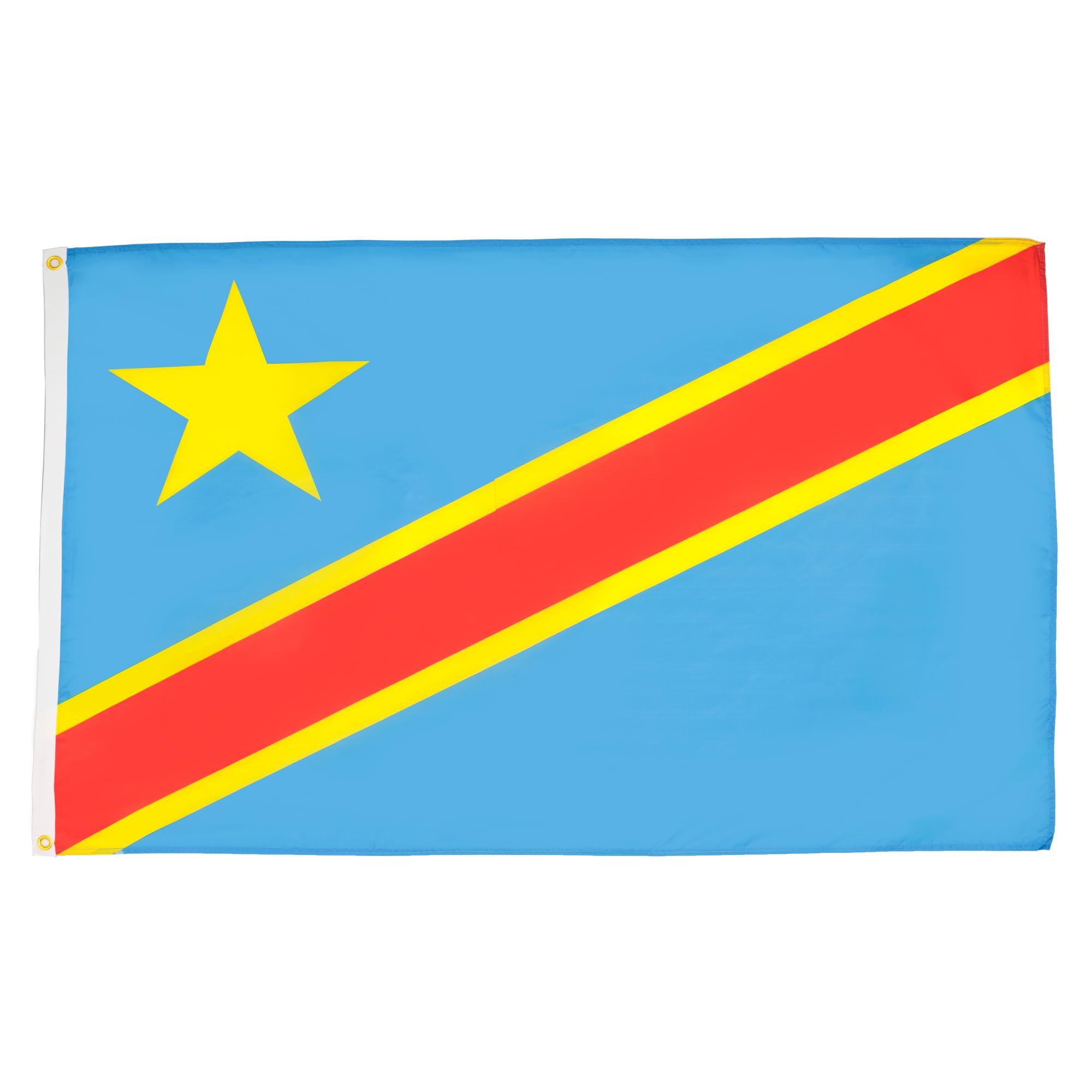AZ FLAG - Democratic Republic Of The Congo Flag - 3x5 Ft - Light Polyester Congolese Banner with Two Brass Eyelets - Fade Resistant - Vivid Colors - 3' x 5' Feet - 150x90 Cm