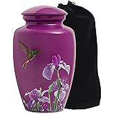 LINES ARTE Hummingbird Urn for Ashes Adult Female Male,Large Cremation Urn for Human Ashes Women and Men,Decorative Burial Purple Urn for Mom/Mother/Grandma/Sister(up to 200 lbs)