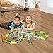 GAMZOO Race Car Tracks Toy Set for Boys 2,3,4 Years Olds Christmas Gift with 142 Pieces Flexible Race Track, 2 Dinosaurs, 1 Military Vehicles, 4 Palm Trees, 2 Slopes and 1 Hanging Drawbridge
