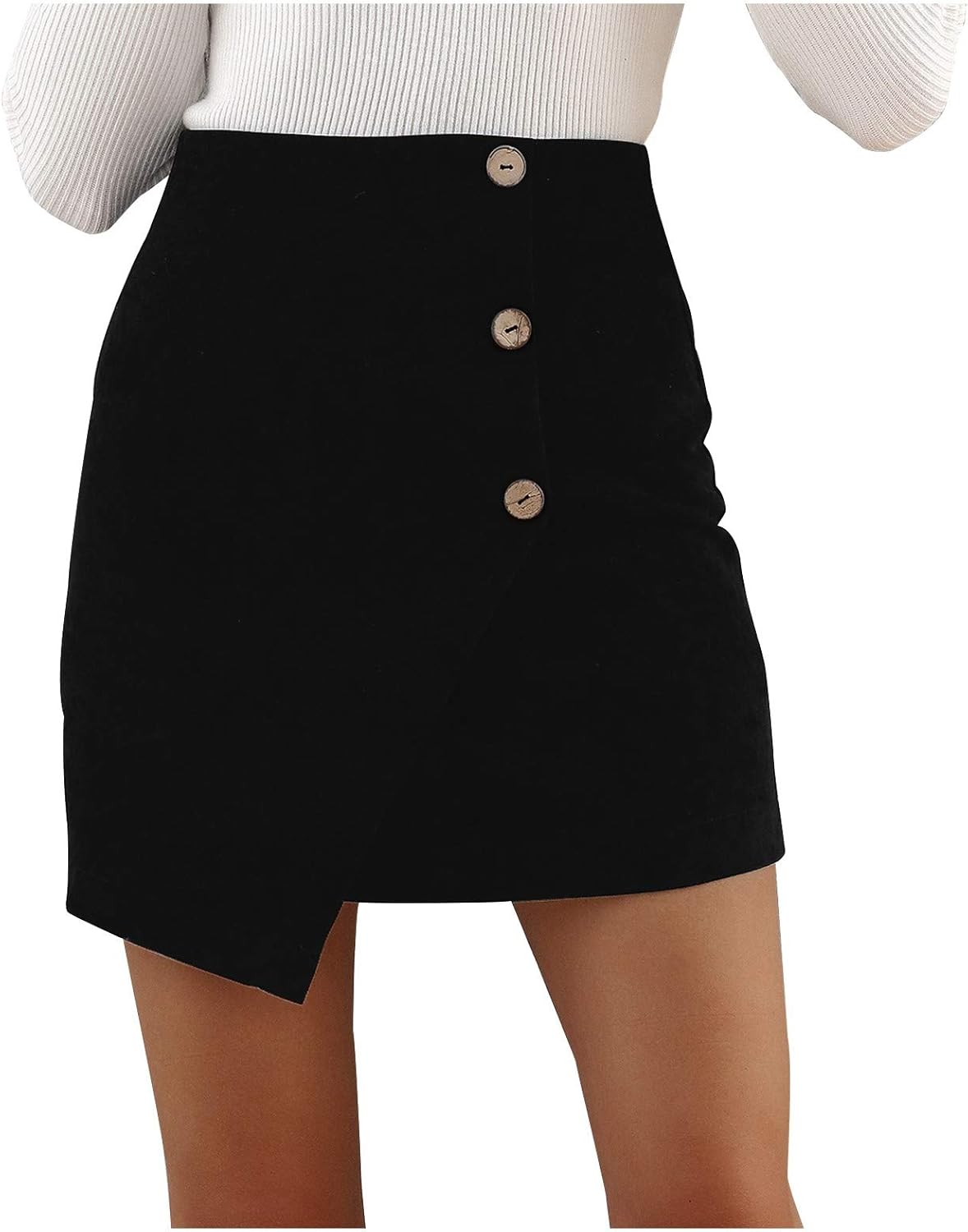 Women's Short Skirts Solid Irregular High Waist Pencil Mini