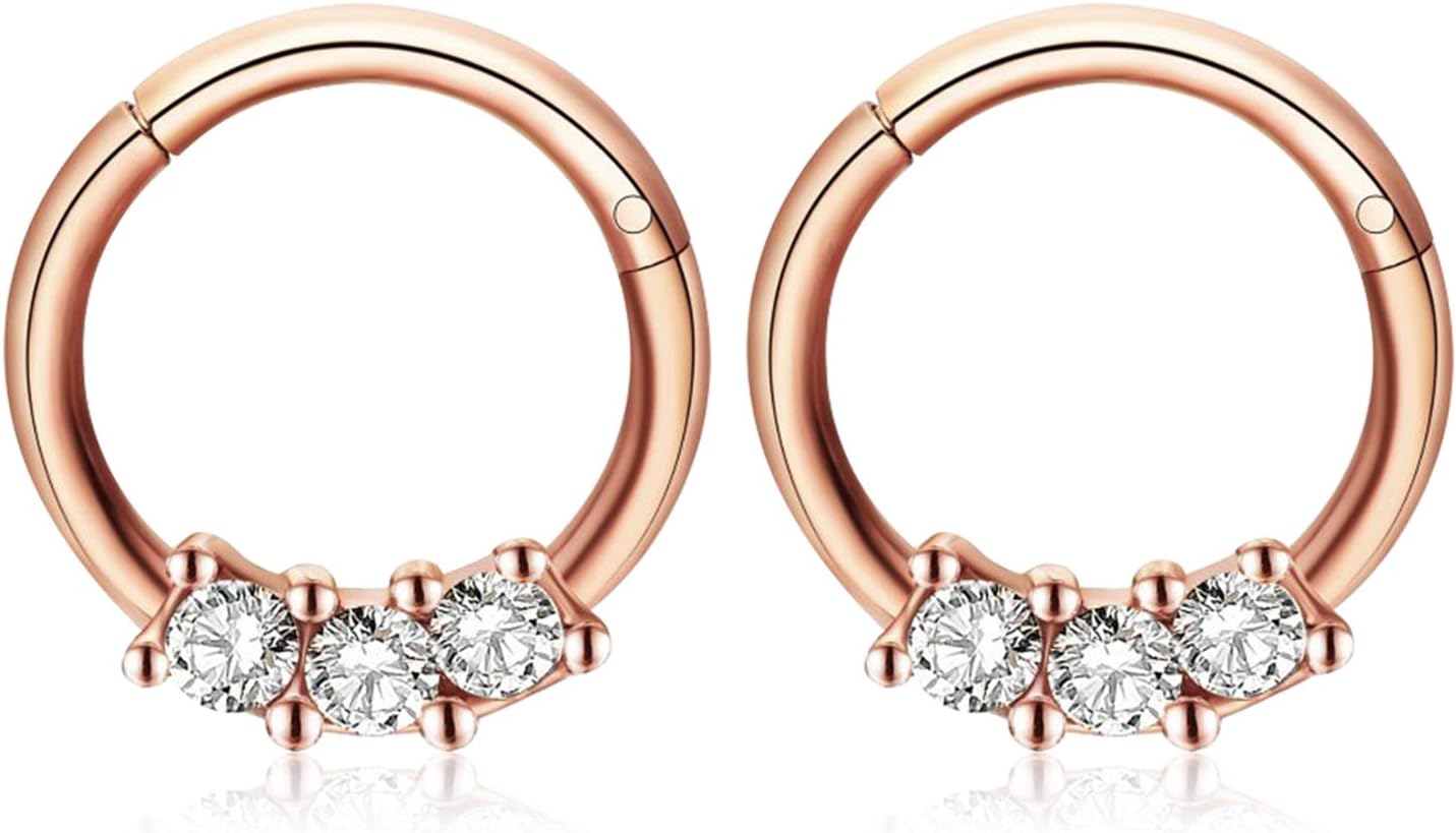 3Pcs Stainless Steel Cartilage Hoop Earrings 16G Septum Hoop Rings Hinged Clicker Helix Daith Tragus Piercing Body Jewelry
