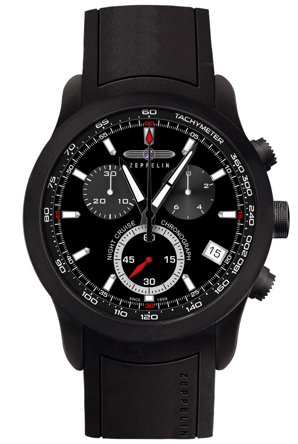 Zeppelin 7290-2 Quartz Chronograph Watch Womens Analogue Quartz Watch with Silicone Bracelet 7290-2