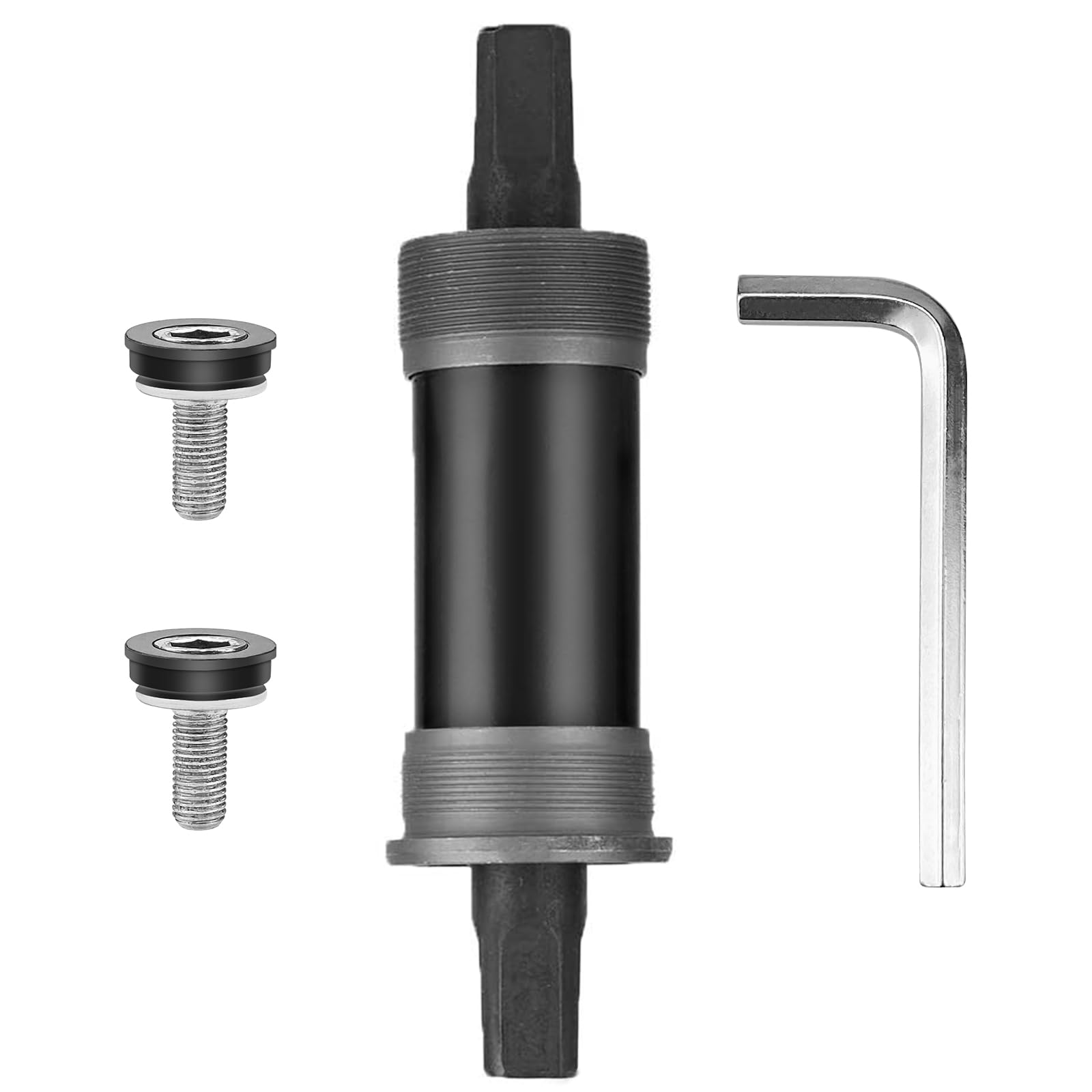 Boloest Bike Bottom Bracket 122.5mm Square Cartridge Taper Hole Axle Bike Parts Spindle Crank for Mountain Road Racing Bike（With Wrench and Screws）