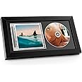 1 Pc Cd Frame Display Case, Bigger Size 13.7" x 7.5" Signed Cd Display frame, 2-IN-1 CD Record and Album Frame Self Standing with Wall Hanger, Imitation Wood CD Display Frame for Home Decor (Black)
