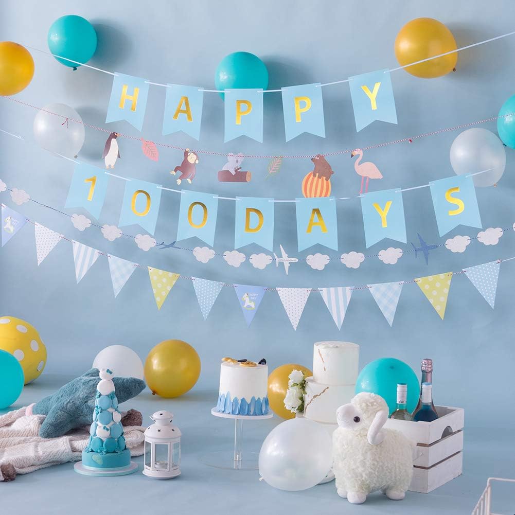 Amazon Co Jp Easy Joy お食い初め 100日お祝い飾り付けセット ブルー ホームパーティー 受付飾り 装飾 写真背景 ウオールデコレーション おもちゃ