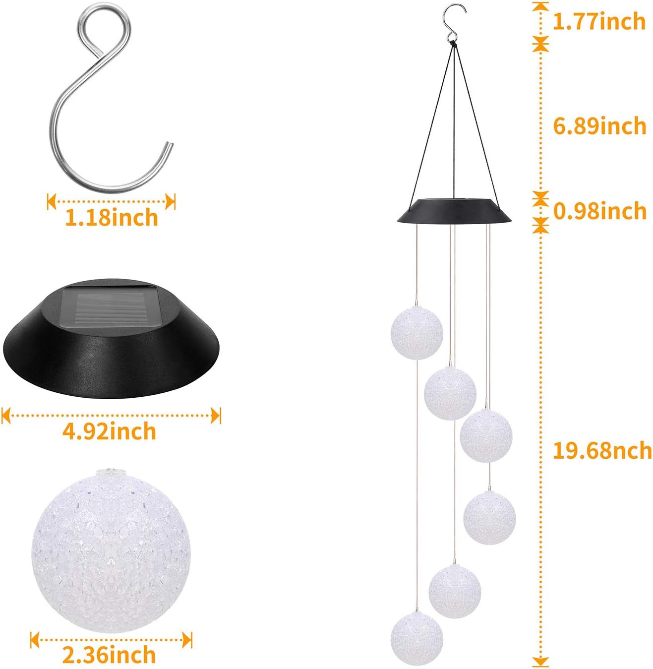 CheerMaker Wind Chimes Outdoor, Color-Changing Waterproof Mobile Romantic Solar Powered Crystal Balls Wind Chimes Led Lights for Home, Indoor, Yard, Patio, Night Garden, Party, Festival Decor : Garden & Outdoor