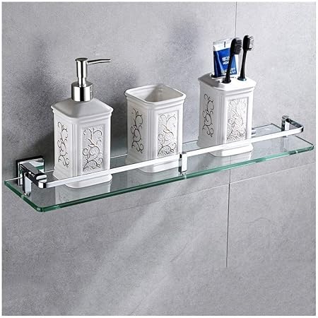 XBSXP 8mm Glass Shelf for Bathroom, Wall Mounted Shower Organizer ...