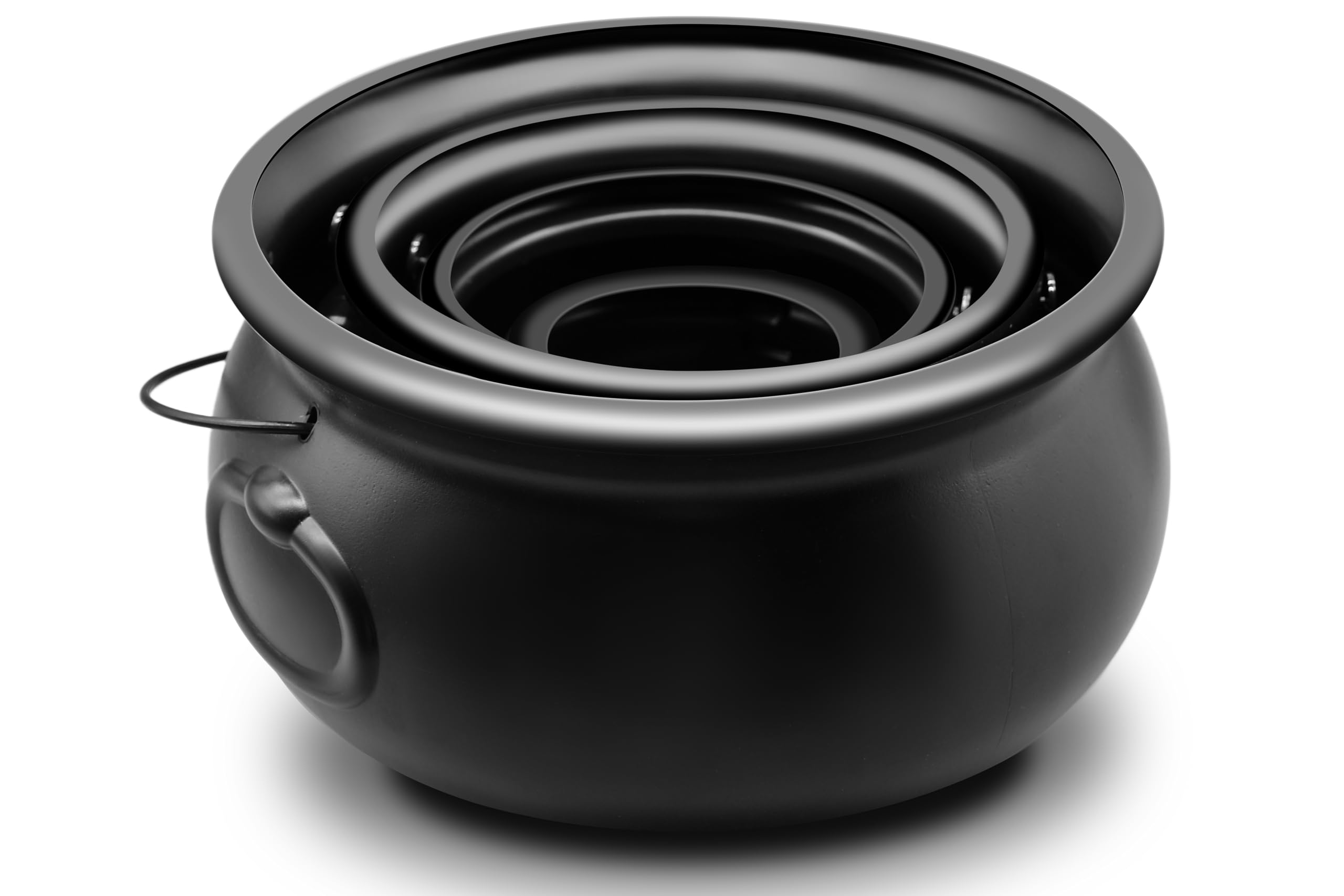 Photo 1 of 4 Pieces Set 12" 10" 8" 6" Plastic Black Cauldron Kettle Halloween Candy Bowl, Large Witch Cauldron Pot Bucket for Halloween Decorations Trick or Treat Party Supplies, St Patrick's Day Party Favor