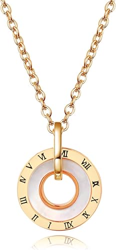 Amazon ネックレス レディース 真珠の貝 ローマ字 刻印 コインネックレス 18kゴールドメッキ アレルギーフリー シルバー925 オシャレ 誕生日 母の日 プレゼント アクセサリー ラッピング済み ピンクゴールド ネックレス 通販