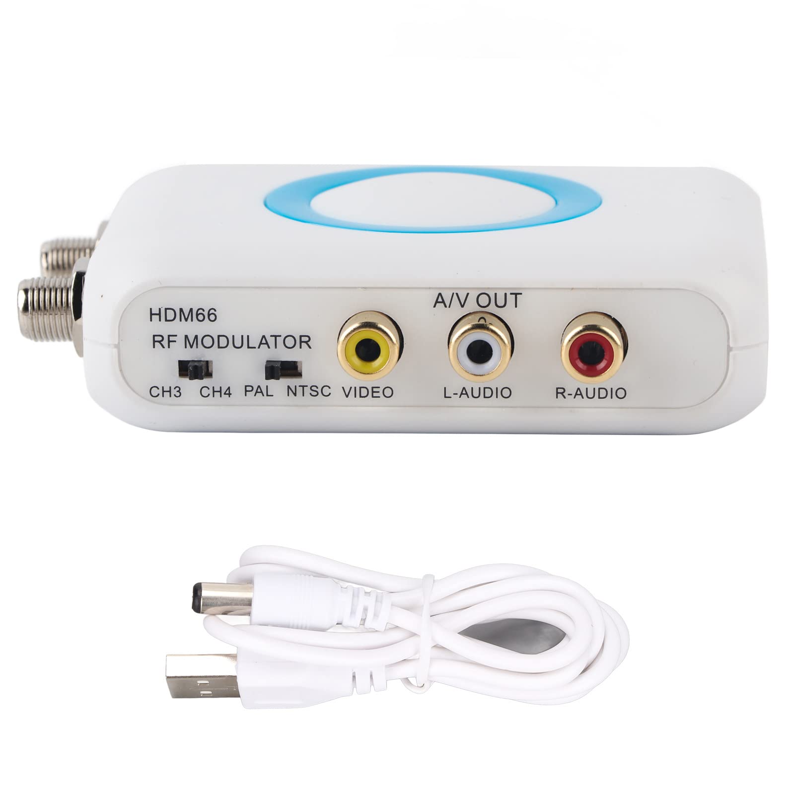PUSOKEI RF Modulator HDMI RCA to RF Converter, NTSC PAL TV CATV Modulator, HD Input A/V F Female RF Output VHF Demodulator Converter for Home CATV System