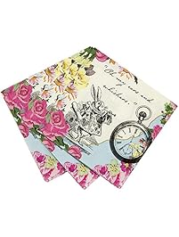 Talking Tables Truly Alice Floral Dainty Cocktail Napkins for a Tea Party, Multicolor (20 Pack)