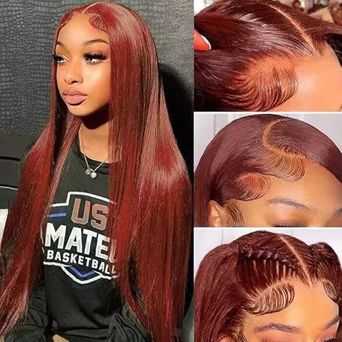 Reddish Brown Lace Front Wigs Human Hair For Black Women 13x4 HD