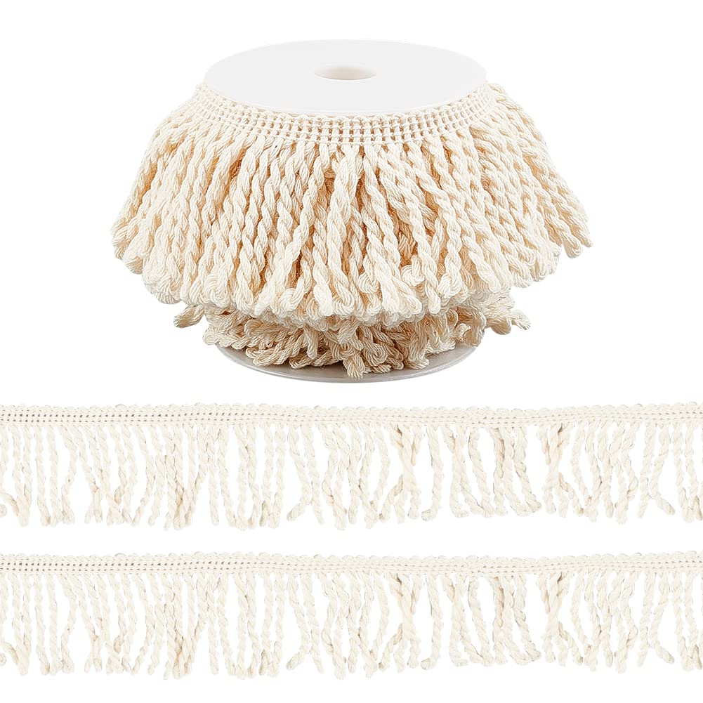 AHANDMAKER 10 Yards Beige Cotton Bullion Fringe Trim, Modern DIY Curtain, Pillow, Home Decor Trim