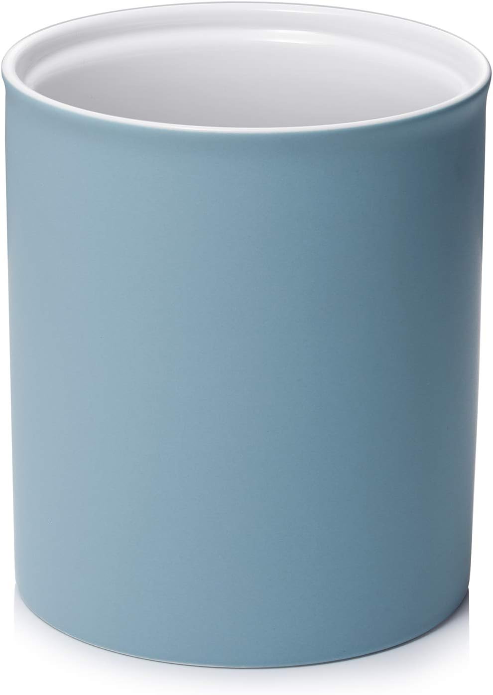 DOWAN Kitchen Utensil Holder, 7.2” Large Utensil Holders for Countertop, Heavy Ceramic Utensil Crock, Anti Slip & Scratch Cork Bottom, Utensil Crock for Home Décor, Matte Blue