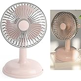 Small Desk Fan, Vintage Desk Fan Table Fan, Vintage Table Fan USB Charging Small Fans Portable Metal Ideal for Home, Dorm Rooms, Bedrooms, Office or Travel (Light )