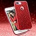 iPhone 8 Plus Case with Stand, HoneyAKE Ultra Thin Cover Glitter Bling Sparkle Shell Luxury Shining Fashion Style 3 Layer Slim Fit Protective Soft Phone Case for Apple iPhone 8 Plus(Red)