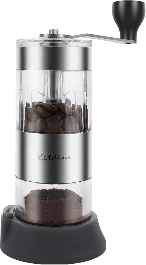 Amazon Co Jp Kitdine手挽きコーヒーミル 手動 セラミック 粗細調整可能 アウトドア用 透明 スプーン ブラシ付き 1 3人分 丸洗いok ホーム キッチン