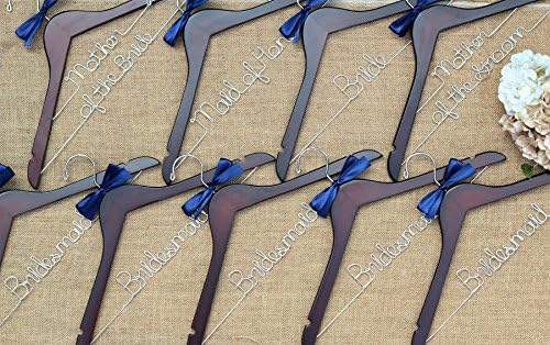 Set of 9 Personalized Bridal Hangers, Custom Hanger, Wedding Party Hangers, Bridesmaid Gift, Bride Hanger, Mrs Hanger