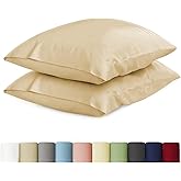 URBANHUT 100% Cotton Pillowcases, King Size, Ultra Soft Pillow Case, 20x36 Inches Set of 2, Hotel Quality Premium Cooling Pillow Cases - Sand