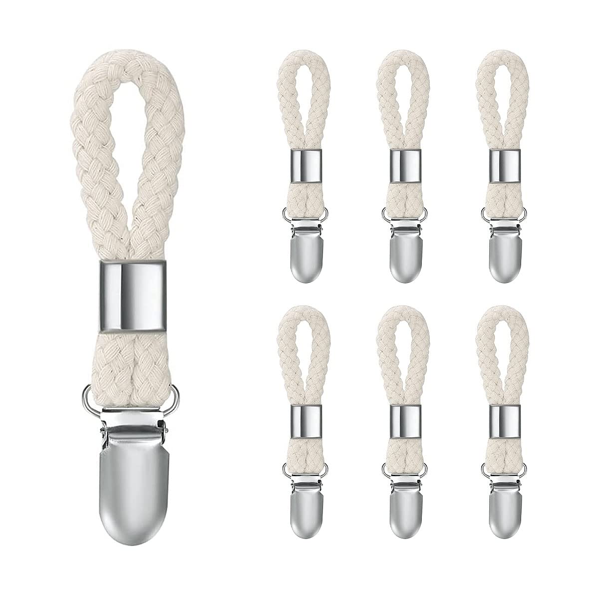 Jagowa 6 Pcs Cotton Rope Bath Towel Clip Anti-rust Metal Bathroom Hanging Clip for Home and Kitchen Cabinets
