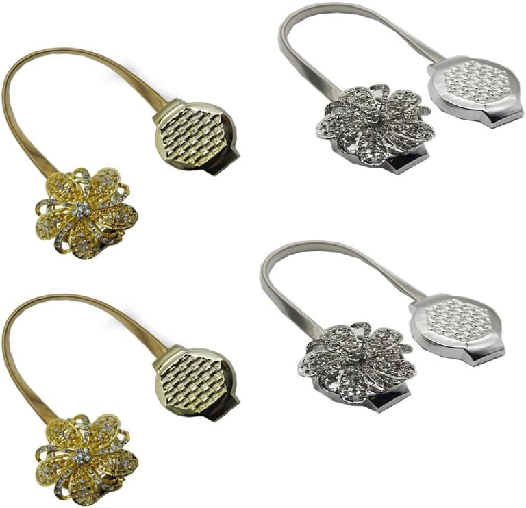 Crystal Magnetic Decorative Curtain Buckle Clips Tieback Set of 4 Holdbacks Holder