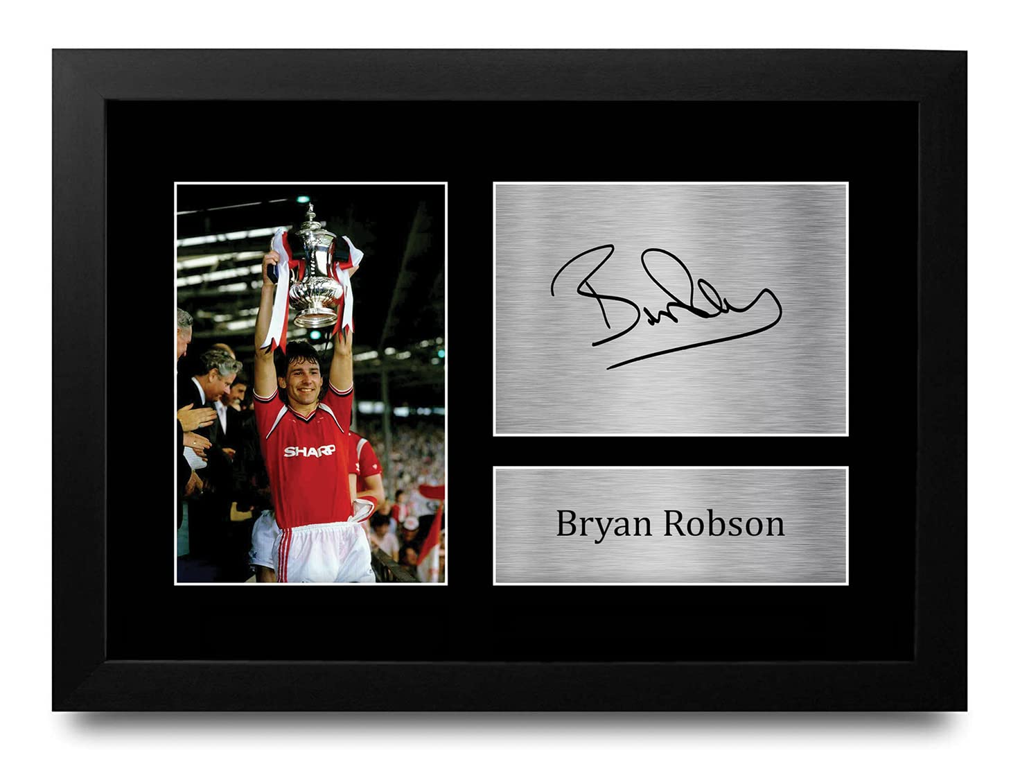 HWC Trading FR Bryan Robson Gift Signed FRAMED A4 Printed Autograph Gifts Photo Display — image 1