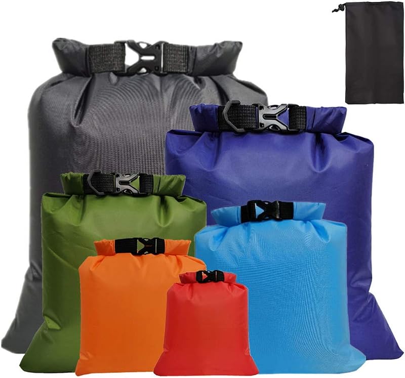 Kuou 6 Pack Waterproof Dry Bags 1.5L-8L Multicolor Lightweight Dry Sacks