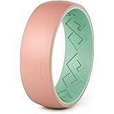 Rinfit Silicone Rings for Women & Men 7mm Wide, 2mm Thick - Matching Silicone Wedding Bands Sets - Rubber Ring Two-tone Patented Design