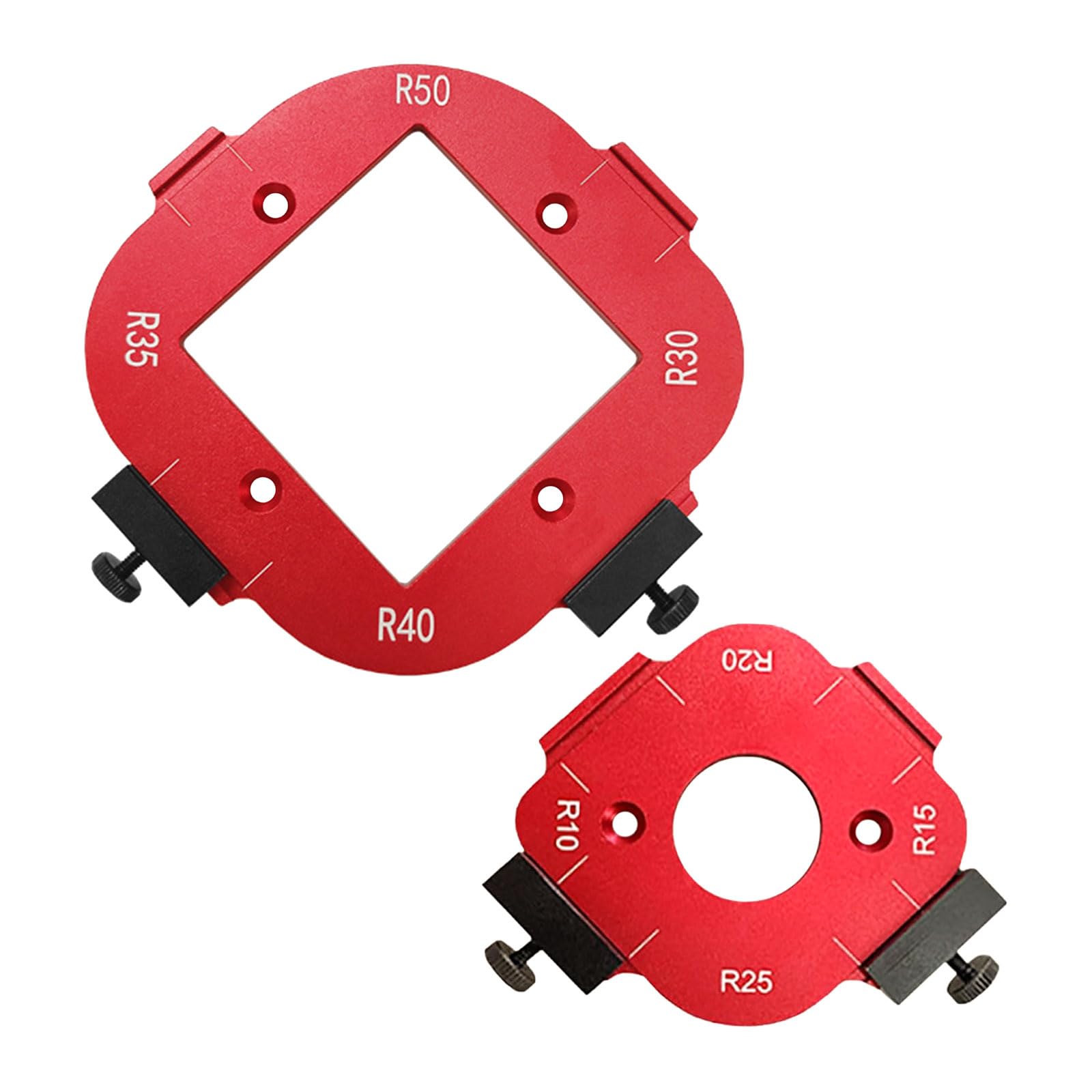 Radius Jig Router Templates Aluminium Alloy, R10/R15/R20/R25/R30/R35/R40/R50 8-Type Round Corner Positioning Mold Wooden Board Arc Auxiliary Tool DIY Template Trimming Tool