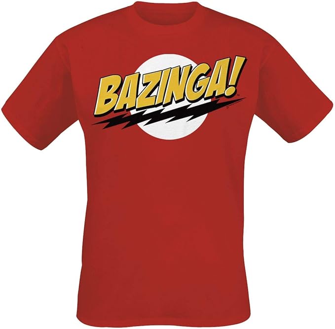 The Big Bang Theory Officially Licensed Merchandise TBBT Bazinga Super Logo TShirt (Red