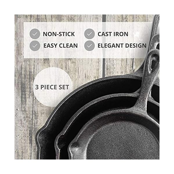 Pre-Seasoned-Cast-Iron-Skillet-Frying-Pans-Oven-Safe-Cookware-for-Indoor-Outdoor-Use-Grill-StoveTop-Black-3-Piece-Chef-Set-6-Inch-15cm-8-Inch-20cm-10-Inch-25cm nuovva Pre-Seasoned Cast Iron Skillet Frying Pans Oven Safe Cookware for Indoor & Outdoor Use - Grill, StoveTop, Black…