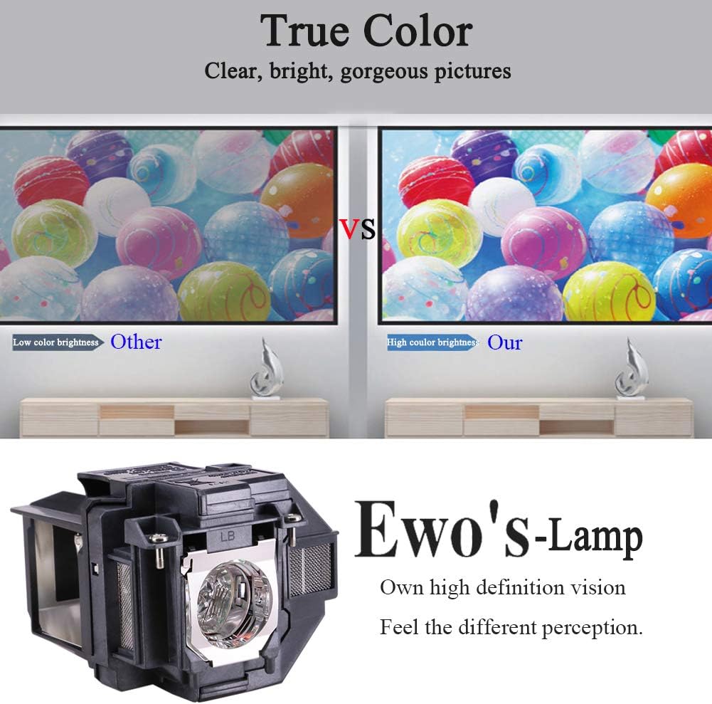 EWO'S Replacement Projector Lamp for ELPLP96 Epson Powerlite Home Cinema 2100 2150 1060 660 760hd VS250 VS350 VS355 EX9210 EX9220 EX3260 EX5260 EX7260 X39 W39 S39 109W V13H010L96 Lamp Bulb Replacement: Office Products