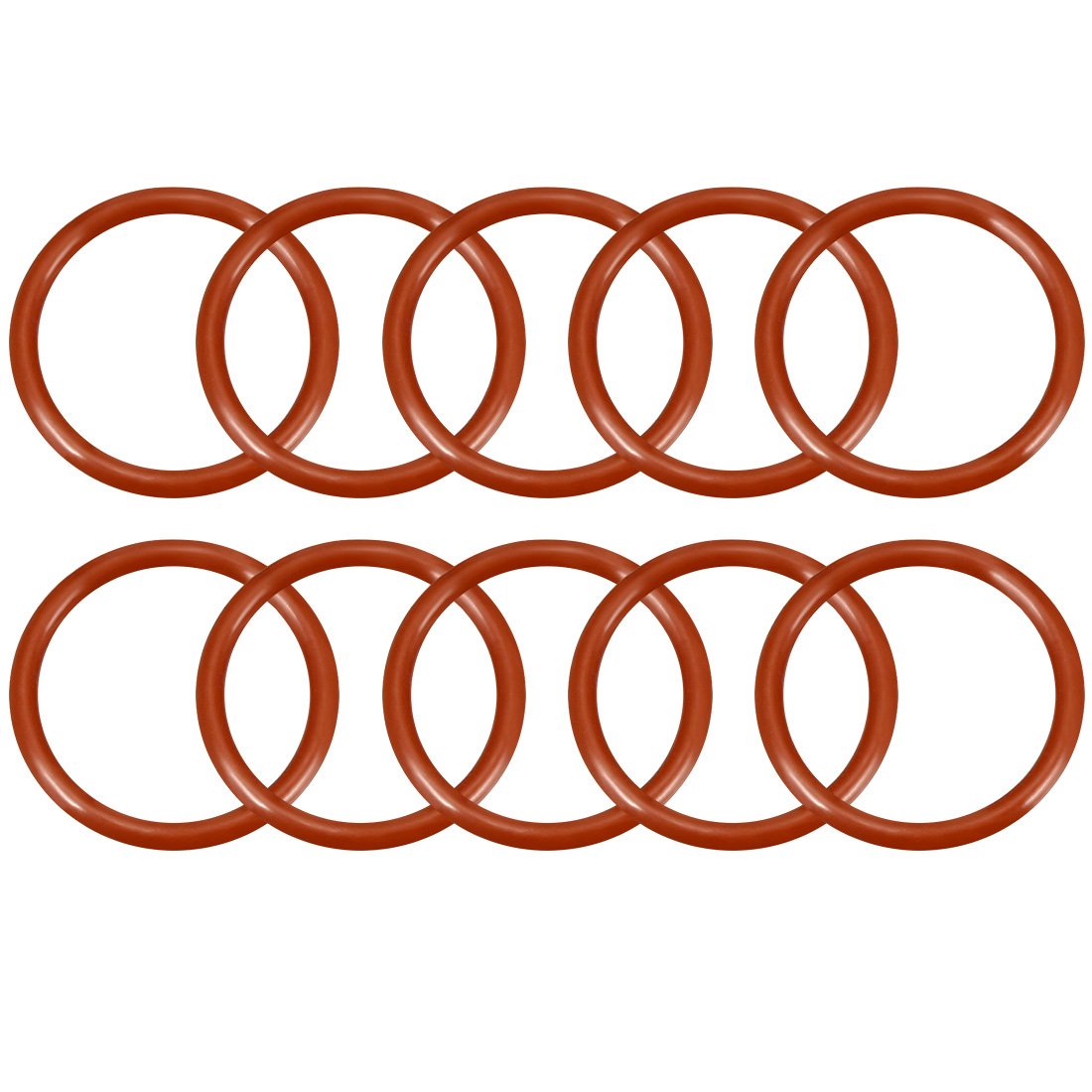sourcingmap Silicone O-Ring, 22mm OD, 18mm ID, 2mm Width, VMQ Seal Rings Gasket, Red, Pack of 10