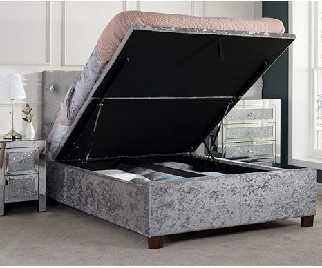 Amazon De Happy Beds Koln Stauraum Bett Stoff Schlafzimmer Mobel Matratzen Textil Stahl 4ft6 Frame Only